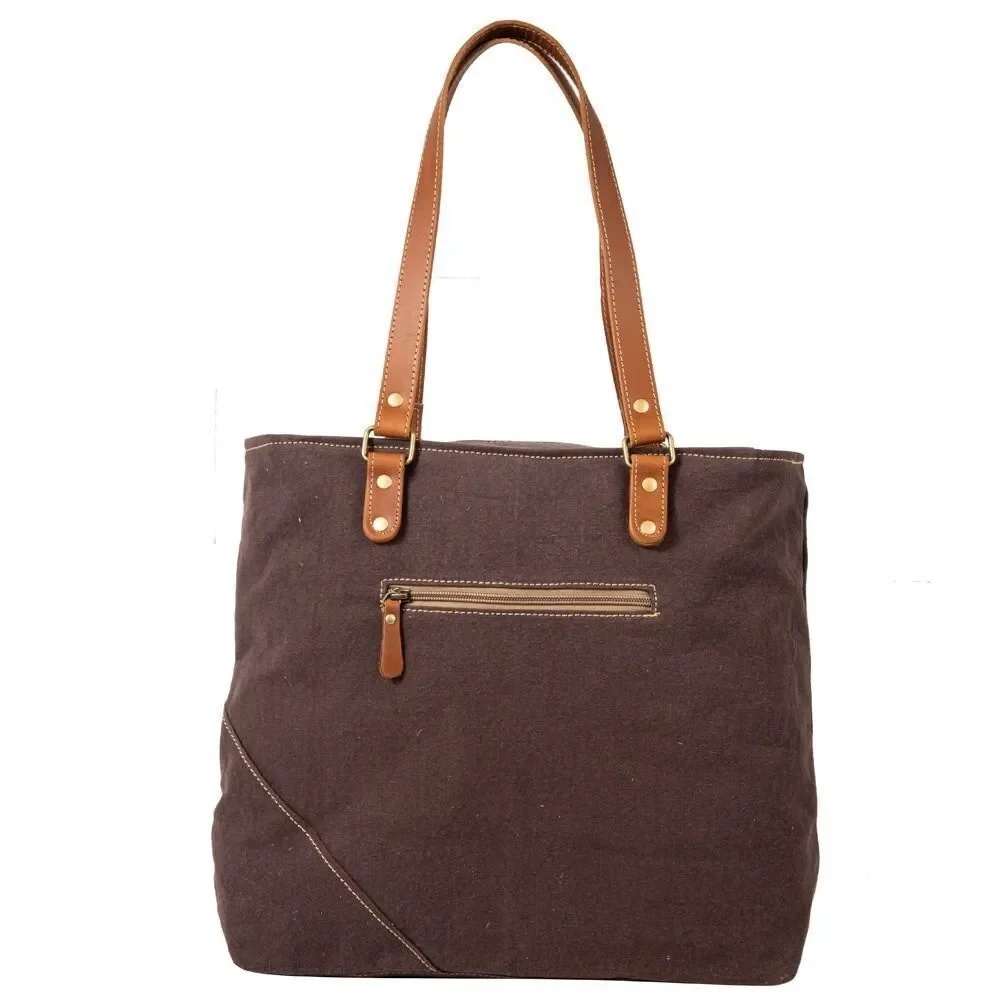 Myra Bag Handmade When Tote Bag Bag Upcycled Canvas & Cowhide Leather